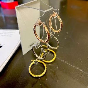 3 pair 14k gold earrings